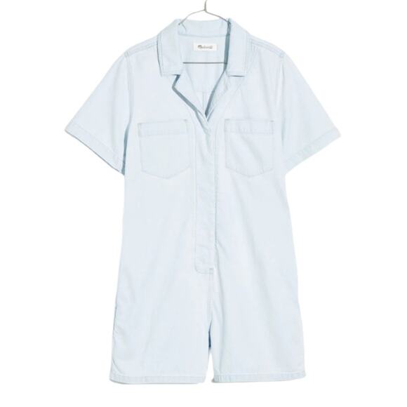 Madewell Denim Relaxed Coverall Romper - Castleton Wash Size S - Picture 1 of 9
